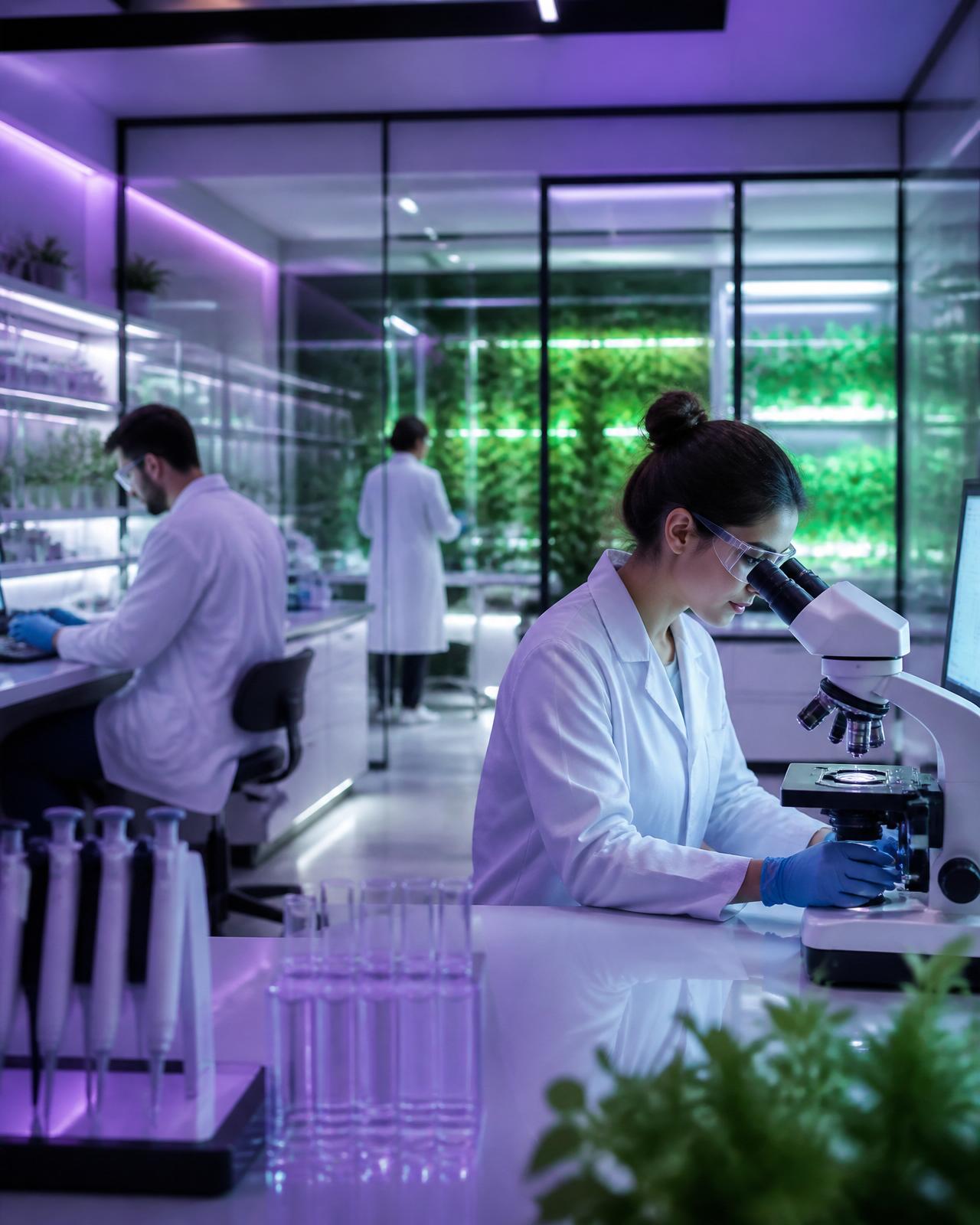 Biotechnology researchers at MILe'S City laboratory